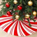 24 Inch Candy Cane Swirl Christmas Tree Skirt Red and White Christmas Tree Mat Reusable Peppermint Candy Ornaments for Xmas Winter Home Office Decoration Party Supplies