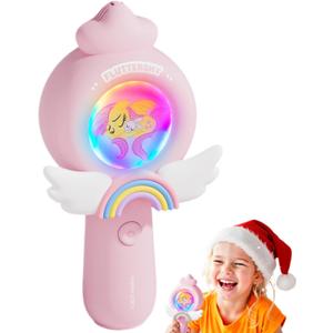 EVADA Kids Karaoke Microphone Machine My Little Pony, Wireless Bluetooth Sing Speaker with Colorful LED, Rechargeable Portable Mini Mic Toy Gift for Girls Christmas New Year Birthday Party Gift, Pink