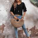 Womens Blouses Ruffle Sleeve Top V Neck Shirts Casual Outfit Bell Sleeve Cute Tee Spring Fall Summer Fashion Clothes (Black, M)