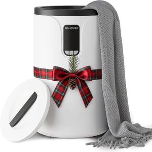 USHOWER Towel Warmers for Bathroom, 20L Large Towel Warmer Bucket for Spa, LCD Screen Display Time, Temperature, Auto Shut-Off Towel Heater Fits Two 40"x70" Oversized Towels, Blankets, Bathrobes, PJs (Plus, White & Black)