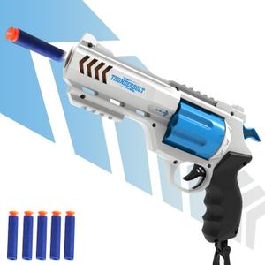 Foam Dart Blaster for Kids, Pull to Prime, 8-Dart Rotating Barrel, 20 Darts, Outdoor Toys Shooting Games for 8 Year Old + Boys & Girls (Blue)