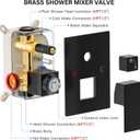FPXRNG Black Shower Faucet Set, Rainfall Shower System with Square Shower Head and Handle Set, Wall Mounted Shower Fixtures, Full Metal Trim Repair Kit 10 inch Matte Black (With Shower Valve)