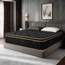 Queen Mattress 12 Inch Medium Firm Hybrid Mattress Queen Size Memory Foam Pocket Springs Queen Bed Matress in a Box for All Sleeping Positions Motion Isolation Comfortable Sleep (Black, Queen 12 inch)