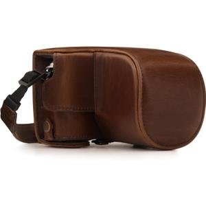 MegaGear Ever Ready Leather Camera Case Compatible with Olympus Pen E-PL10, E-PL9 (14-42mm) (Dark Brown)