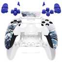 EXtremeRate Full Set Shell with Buttons Touchpad Cover Compatible with ps5 Edge Controller, The Great Wave Replacement Decorative Trim Shell Front Back Plates Compatible with ps5 Edge Controller