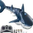 TEMI Remote Control Shark Toys, 1:18 High Simulation Scale Fish with Light and Spray Water for Lake Bathroom Pool Christmas Birthday Gift Electric RC Boat for Kids Ages 6+ Boys