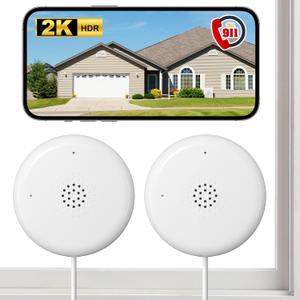 2K No Drill Window Camera-2 Pack Indoor 2.4/5 Ghz Cameras for Home Security with Starlight Night Vision, AI Smart Detection, 911 Emergency Dispatch,US Based Cloud,2 Way Talk,24/7 Recording (White)