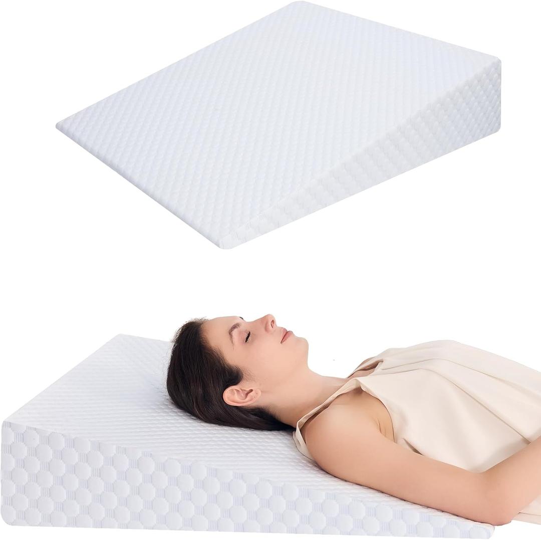 Wedge Pillow 5in Bed Wedge Pillow for Sleeping, Snoring, Back Support, After Surgery, Triangle Pillow, with Washable Cover, White