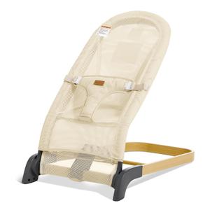 Foldable Baby Bouncer, Baby Bouncer Seat with 3 Adjustable Heights, Portable Newborn Rocker, Ergonomic Bouncer Seat for Natural Bounce, Bouncer for Babies 0-6 Months, Breathable Mesh (Beige)