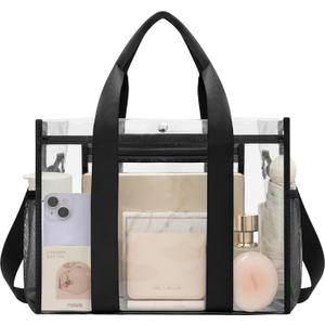 BAGAIL Stadium Approved Clear Tote Bag with Inner Pocket, Transparent Travel Bag for Sports Event, Concert, Work
