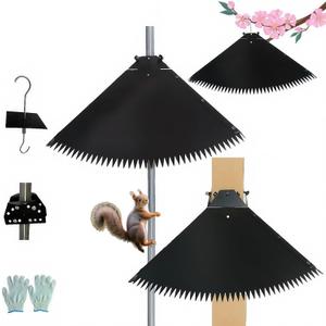 Metal Squirrel Baffle for Bird Feeder Pole, Adjustable Opening Size for 0.4-4.2'' Poles Or Woodpoles, Waterproof, Rust-Proof, Strong, with Hook