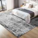 Living Room Rug 8x10 Gray Area Rugs Machine Washable Abstract Boho Large Rug Non-Slip Non-Shedding Faux Wool Indoor Vintage Carpet for Bedroom, Classroom, Dining Room, Kids Playroom