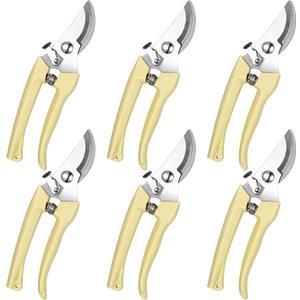 Chumia 6 Pcs Garden Pruning Shears Flower Shears Handheld Heavy Duty Garden Scissors Stainless Steel Clippers for Cutting Flowers, Trimming Plants Bypass, Fruits Trees, Pruning Snips, Gardening Gifts