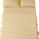 SONORO KATE Bed Sheet Set Super Soft Microfiber 1800 Thread Count Luxury Egyptian Sheets 18-Inch Deep Pocket Wrinkle and Hypoallergenic-4 Piece(California King Ivory) (Mellow Yellow)