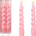 Short Taper Candle Pink Candlesticks -7 Inches Spiral Tapered Candles Small Twisted Candlestick 4pcs Funky Candle Sticks for Dinner Holiday Wedding Party Women Gifts,2D-Pink