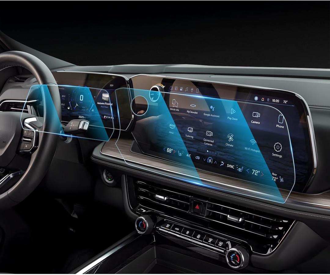 For 2025 2026 Chevrolet Suburban Screen Protector - (2PCS) 9H HD Tempered Glass - Chevy Suburban (LS, LT, RST, Z71, Premier, High Country) 17.7 Inch Touchscreen & 11 Inch Instrument Accessories