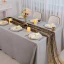 Snowkingdom 6 Pcs Black & Gold Cheesecloth Table Runner 10 FT, Sheer Chiffon Sparkle Gauze Mesh Runners 120 Inch, Glitter Table Centerpieces Decoration for Birthday Party Wedding Christmas Halloween