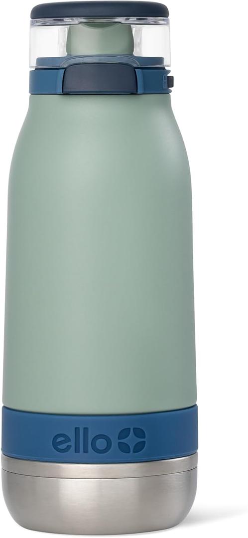 Ello Emma 14oz Vacuum Insulated Stainless Steel Kids Water Bottle with Straw and Built-in Carrying Handle and Leak-Proof Locking Lid for School Backpack, Lunchbox and Outdoor Sports
