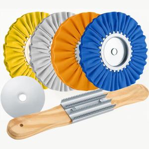 8 Inch Aluminum Polishing Kit  6PCS Airway Buffing Wheel for Drill and Grinder Professional Rim Polishing and Metal Kit for Polished Aluminum Wheels Restoration and Shine