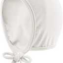 JANGANNSA Newborn Baby Hospital Hat Infant Set Head Cap Lovely Ears Belt Beanie 0-6 Months, White