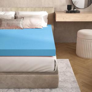 3 Inch Bed Foam Mattress Topper Twin in a Box, Bed Topper Twin Size, Plush Feel Pressure Relieving Certi PUR-US Certified Dorm Room Essentials Mattress Pad Blue