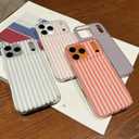 for iPhone 17 Pro Max Case Striped Phone Cases Cute Women Girly Trendy Shockproof Slim Soft TPU and Hard PC Protective Cover Orange