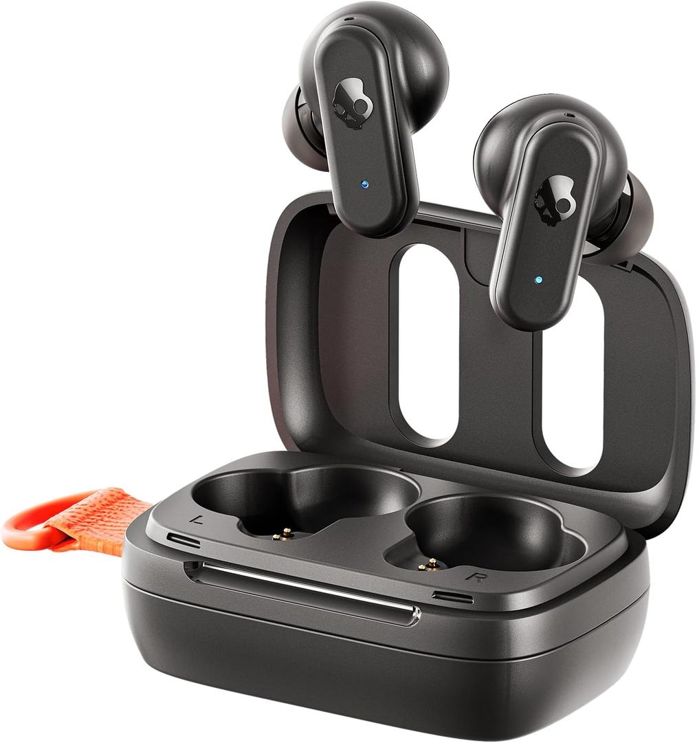 Skullcandy Dime 3 Wireless Earbuds, Bluetooth Headphones, Noise Isolating Fit, Up to 20 Hours Battery, Microphone for iPhone Android, Easy Carry with Integrated Lanyard - True Black