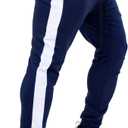 Men's Athletic Sweatpants Workout Tapered Joggers Running Gym Pants with Pockets (Medium, Navy)