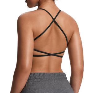 Aoxjox Women's Workout Sports Bras Fitness Ivy Low Impact Bra Yoga Crop Tank (Medium, Black)