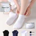 Kids Ankle Socks Boys Seamless Short Socks Girls School 4-16 Years 6 Pairs Youth Cotton Low Cut Uniform Sock (White)