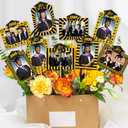 8PCS Graduation Party Decorations,Black & Gold Double-Sided Class of 2025 Graduation Photo Centerpieces for Tables, Table Toppers, High School College Grad Party Favors Supplies