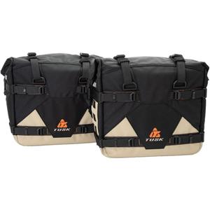 Tusk Pannier Racks with Tusk Pilot Pannier Bags Black/Tan For Kawasaki KLR650 2022-2025
