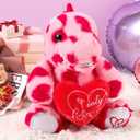 Kasyat Valentine Gift 12' Big Dinosaur Stuffed with Heart Cute Plush Animal Valentine Soft Dinosaur Romantic Gift Adorable Home Decoration for Birthday Anniversary Girlfriend Boyfriend Women Lover