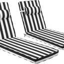 Outdoor Chaise Lounge Cushion with Headrest, 80x26x3 in, 2Pack, 2 Count-80 in L X 26 in W X 3 in T