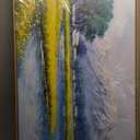 Landscape Wall Art - Japanese Mountain Nature Canvas Artwork for Living Room, Rustic Wall Art, Country Wall Decor, Farmhouse Paintings, Yellow Scenery Wall Pictures for Bedroom 24×48IN