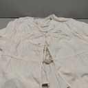 Women Long Puff Sleeve Front Tie Up Lace Trim Blouse Crop Tops Y2k Button Down Ruffle Hem Peplum Shirts Going Out, Size 3XL, Tie White