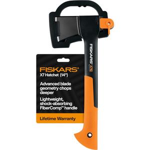 Fiskars X7 Hatchet - Wood Splitter for Small to Medium Size Kindling with Proprietary Blade-Grinding Technique - Lawn and Garden - Orange/Black