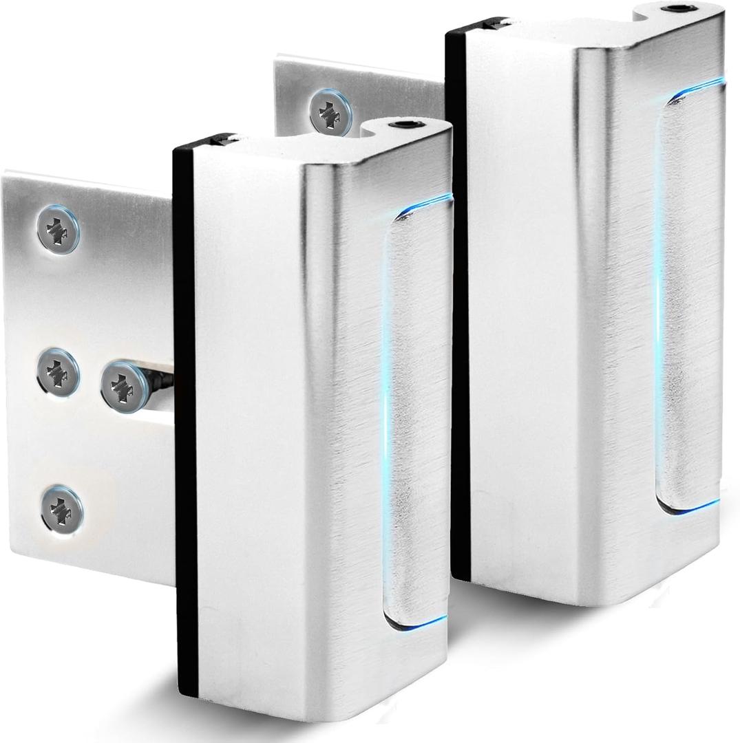 Dwell+Good Door Reinforcement Lock (2-Pack) - DIY Nickel Home Security Door Lock for Front Door - Security Locks for Doors Inside | Child Proof Door Lock for Kids Safety - Withstand 800 LB of Force