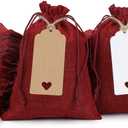 Tapleap Red Burlap Gift Bags with Drawstring - 30Pcs 5x7 Sacks for Wrapping Halloween Favors, DIY Craft, Candles, Souvenirs, For Small Business Customers, Wedding