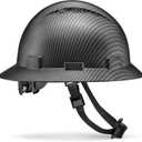 Acerpal Full Brim Hard Hat, Class C G & E, OSHA Construction Work Approved, Premium Carbon Fiber Design, Soft Padded 6 PT Adjustable Ratchet Suspension, Top Pad, Matte, Casco de Construccion Classic Black Carbon Fiber