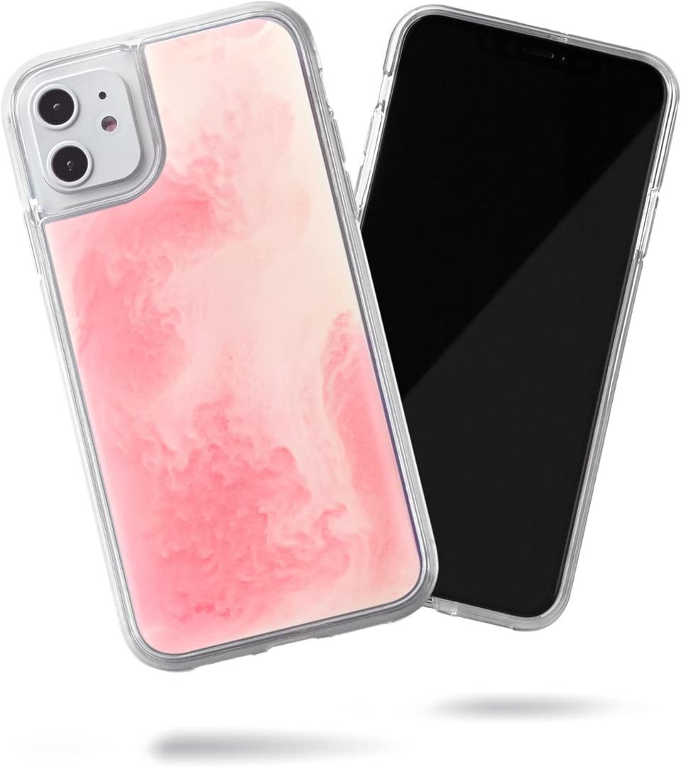 SteepLab Flowing Neon Sand Liquid iPhone 11 Case (2019, 6.1") - Full Body Protection with Raised Bezel - Pink Peach n Sand
