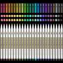8 x Lelix 24 Colors Metallic Marker Pens, Fine Tip Paint Pens for DIY Photo Album, Black Paper, Card Making, Rock Art Painting, Scrapbooking, Glass, Metal, Wood