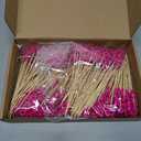 Chengu 400 Pcs Breast Cancer Awareness Cocktail Picks 4.7 Inch Pink Ribbon Bamboo Toothpicks Sandwich Appetizer Fruit Sticks for Cupcakes, Bbq, Fruit, Appetizers, Finger Foods Fundraising Events