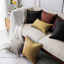 Jeanerlor Natural Cotton Linen Green Decorative 12"x20" Throw Pillow Case Cushion Cover with Twin Needles Stitch on Edge for Lumbar, (30 x 50cm), 2 Pcs, Black