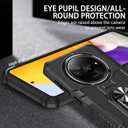 Case for Xiaomi Redmi A3 Case, 23129RN51X Case with Tempered Glass Screen Protector, Heavy Duty Protection with Metal Ring Magnetic Kickstand Phone Cover for Xiaomi Redmi A3 Black