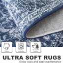KILOCOCO Hallway Runner 2.6x8 Rug Runner Printed Vintage Floral Washable Kitchen Runners Non-Slip Rubber Backed Runners for Hallways Laundry Room Distressed Boho Rugs for Entryway Bedroom, Blue