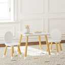 UTEX Kids Table with 2 Chairs Set for Toddlers, Boys, Girls, 3 Piece Kiddy Table and Chairs Set, White, Square Table With Round Chairs