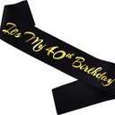 It's My 40th Birthday Sash, Black Gold Birthday Sash for 40th Bday Party Supplies, Gifts for Women or Men Bday Party Favors