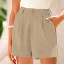 KIRUNDO Shorts for Women Dressy Casual Summer High Waisted | Elastic Waist, Pleated Design, With Belt Loop & Pockets, Wide Leg Tailored Work Shorts, Elegant Professional Office Outfits (XXL)