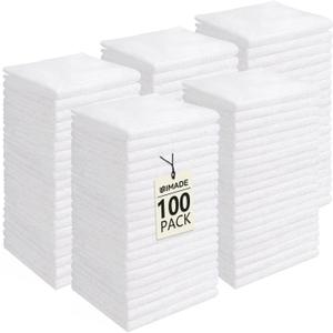 UNIMADE Washcloths Bulk  100 Pack  Face Towels (12" x 12"), Highly Soft Wash Cloths and Hand Towels, Fast Drying MultiPurpose Microfiber Cleansing Cloths for Bathroom, Hotel, Spa, and Salon  White
